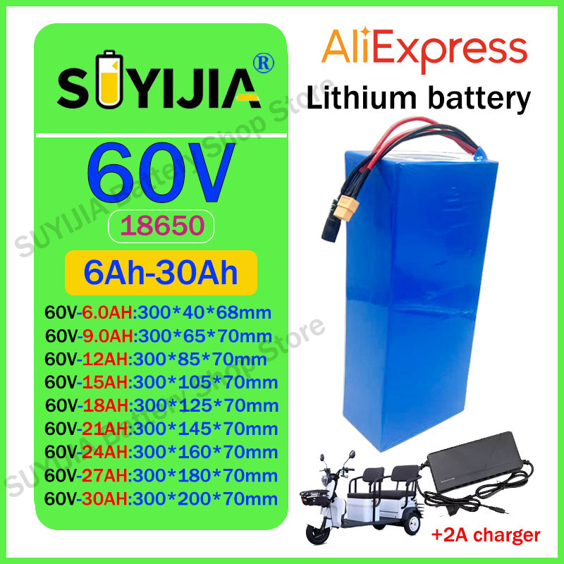 60V 30Ah Electric Scooter Battery - Nouvelle batterie lithium-ion 60V 16S2P-10P/6Ah-30Ah, batterie